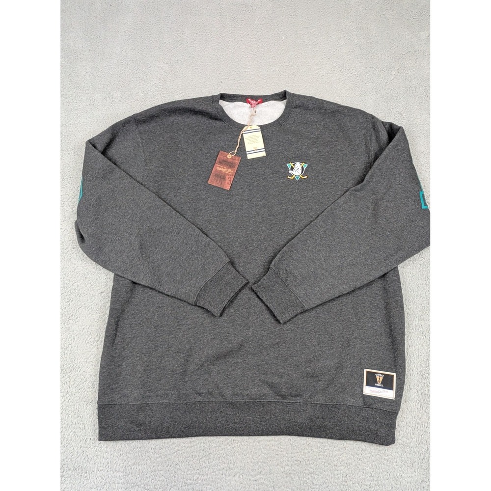 Anaheim Ducks Sweatshirt Womens XL Gray NHL Hockey Crewneck Mitchell &‎ Ness New